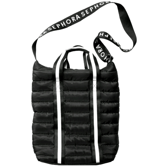 Black Puffer bag Zipper top, adjustable strap - Picture 1 of 3